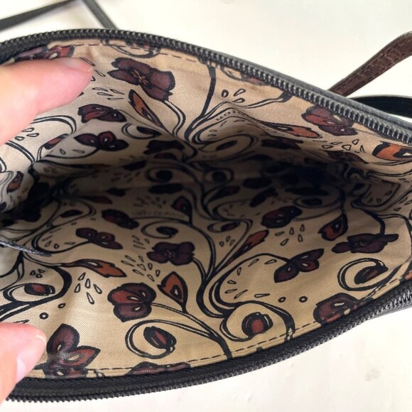 Brighton Black & Brown Leather Crossbody Bag With Adjustable Strap - Picture 12 of 13